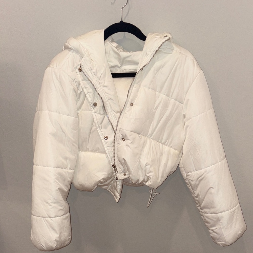Women's Ivory Puffer Crop Jacket
